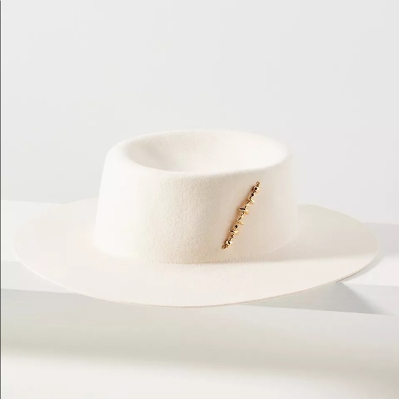 NWT - Anthropologie Van Palma Gold Plated Pin Styled Boater Made in France🇫🇷 - Picture 2 of 4
